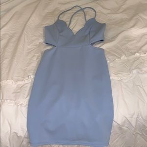 Light blue body con cut out dress!